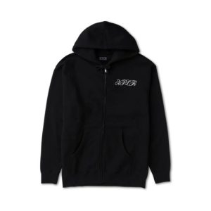 Floral Note Zip Up Black Hoodie