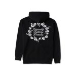 Floral Note Zip Up Black Hoodie