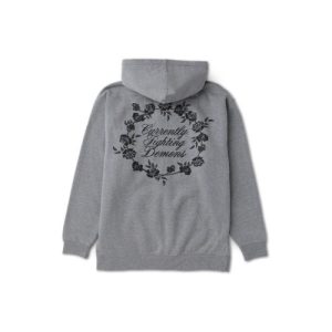 Floral Note Zip Up Grey Heather Hoodie